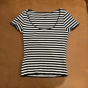 Brandy Melville white and black striped long sleeve